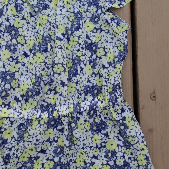 OLD NAVY SS Blue Yellow Floral Maternity Blouse L - Picture 3 of 3